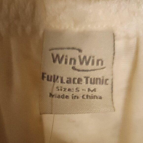 Win Win Womens New Cream Lace Bell Sleeve Tunic Small - Picture 4 of 6